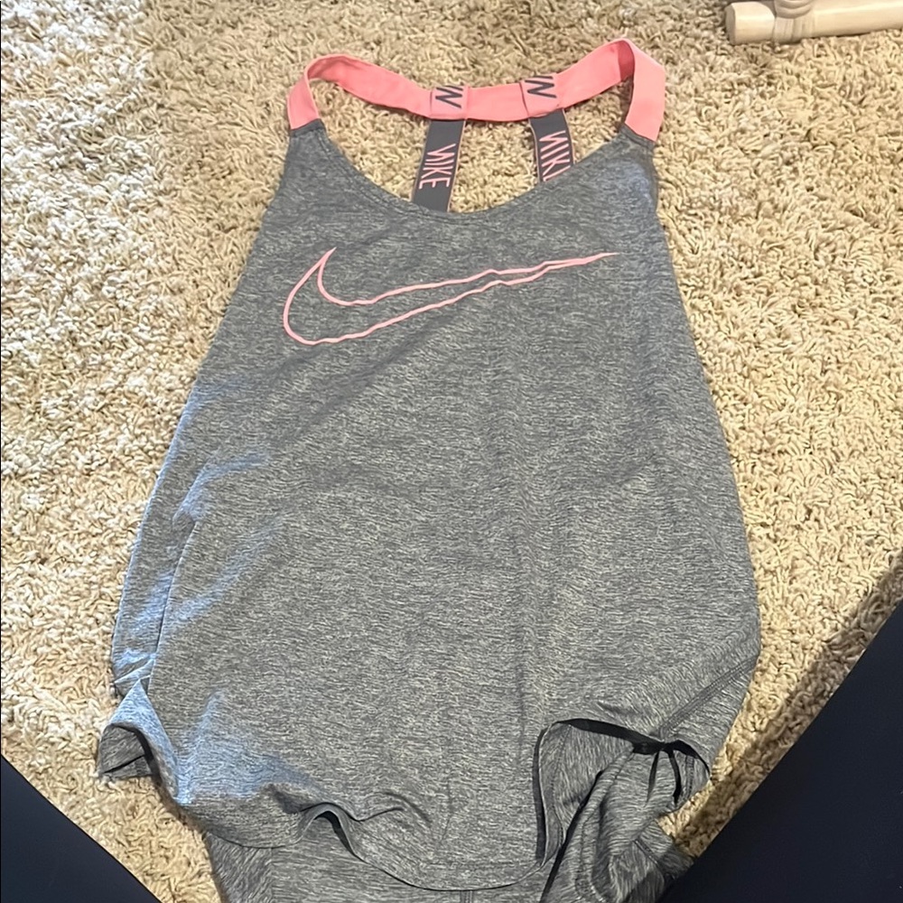 Nike Heather Gray Tank with Pink Straps